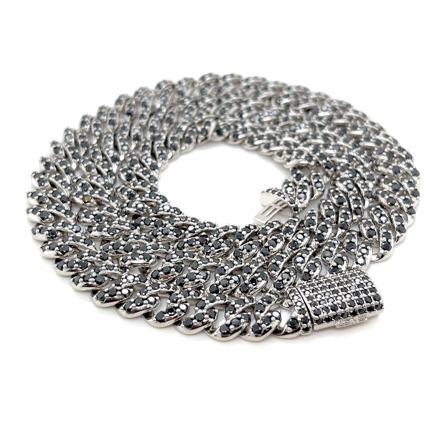 Black Lab-Created Moissanite Custom Sterling Silver Chain