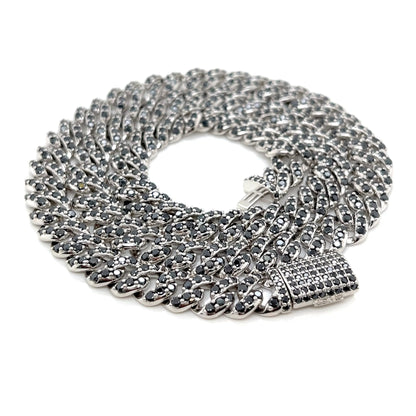 Black Lab-Created Moissanite Custom Sterling Silver Chain