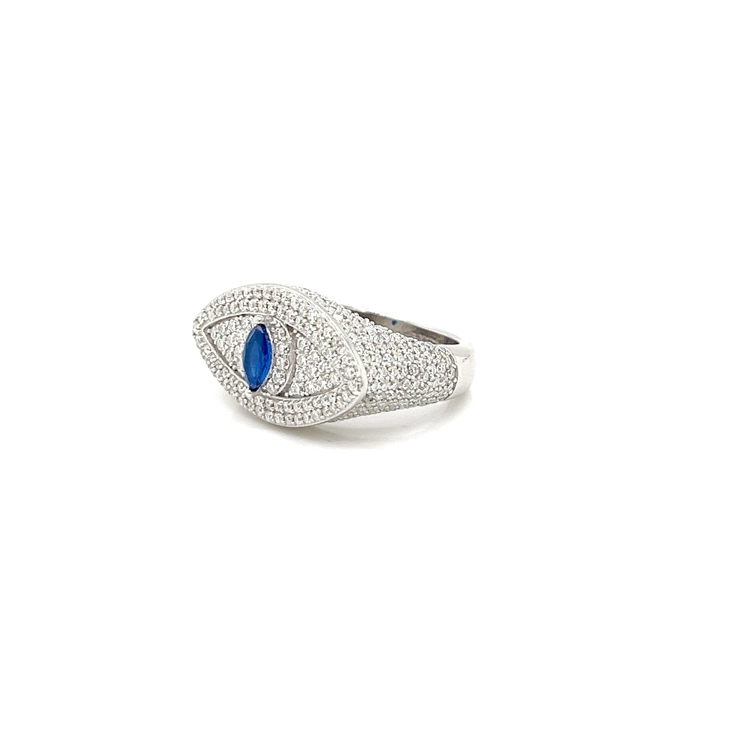 Eye Ring Marquise-Cut Blue Sapphire Center