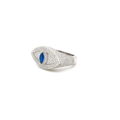 Eye Ring Marquise-Cut Blue Sapphire Center