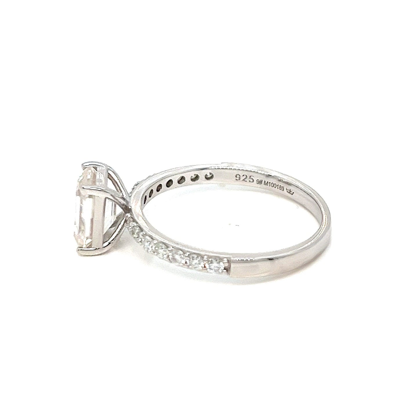 Engagement Shaped CZ Silver Ring