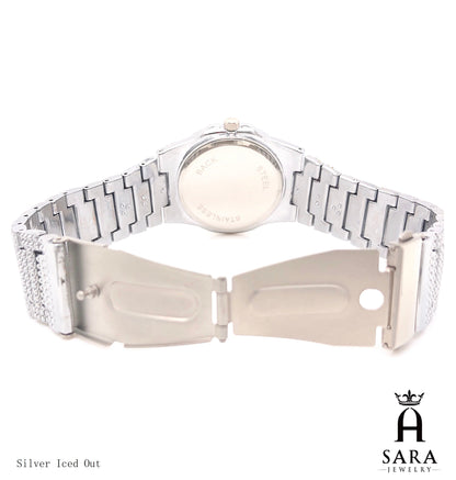 Classic Patek Design Full Diamond Mosiac High-end 18K Gold Plated / Silver Rhodium Plated Never Fade Silver Hubal Watch