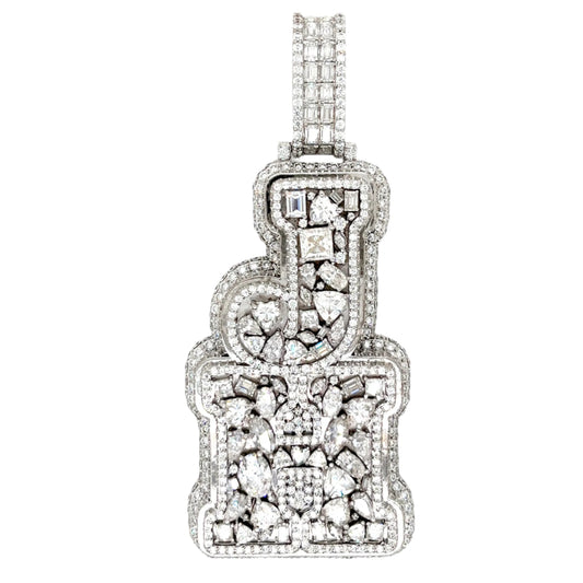 Clustered Personalized Lab-Created Moissanite 'JH' Hip Hop Pendant
