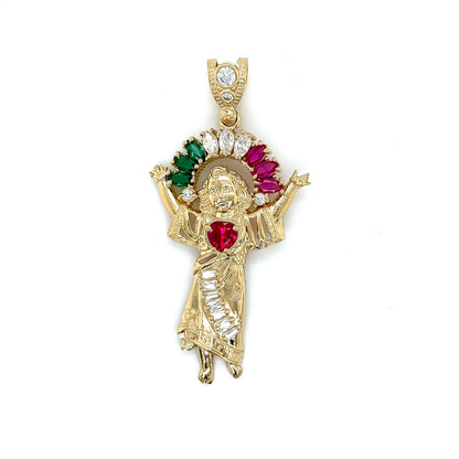 14K Gold Angel With Colored CZ Pendant