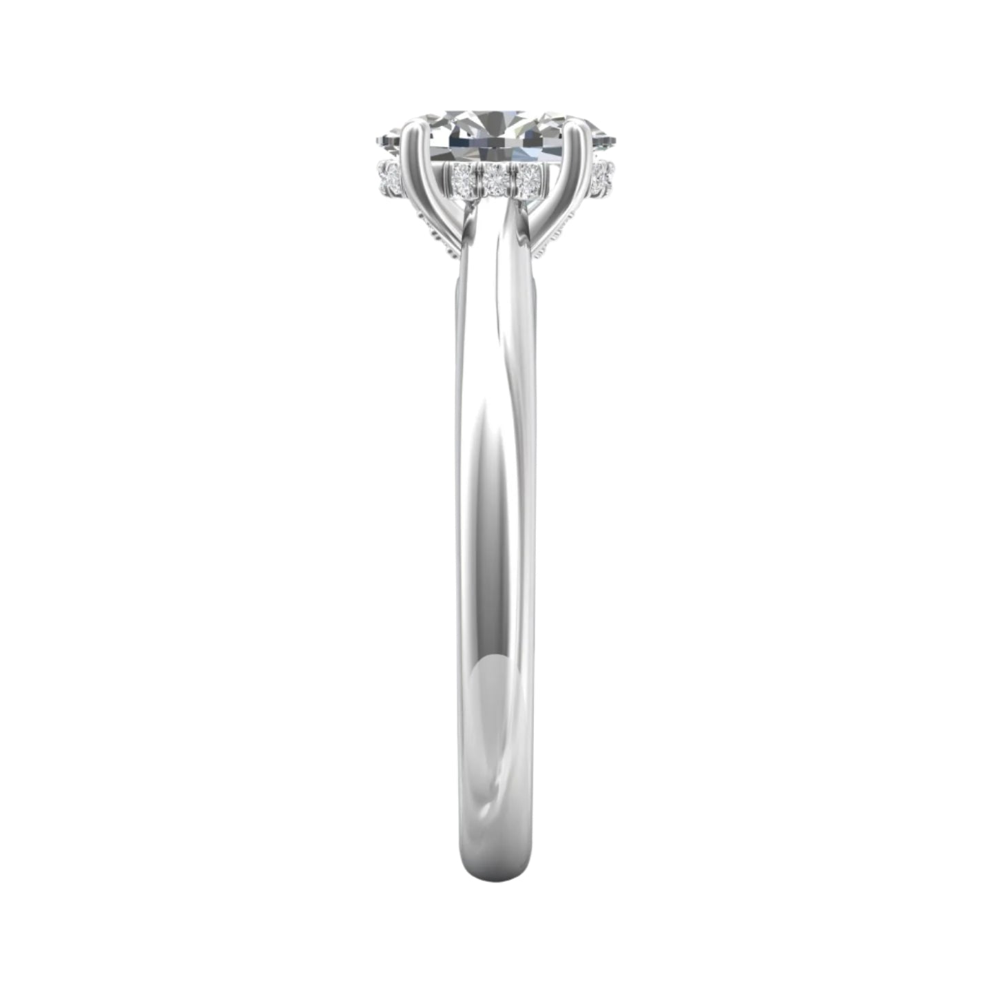 Round Main and side design Cubic Zirconia Engagement Sterling Ring