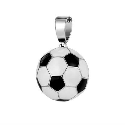 3D Iced Out Soccer Ball Pendant Necklace - Lab Moissanite / CZ / Enamel Football Charm