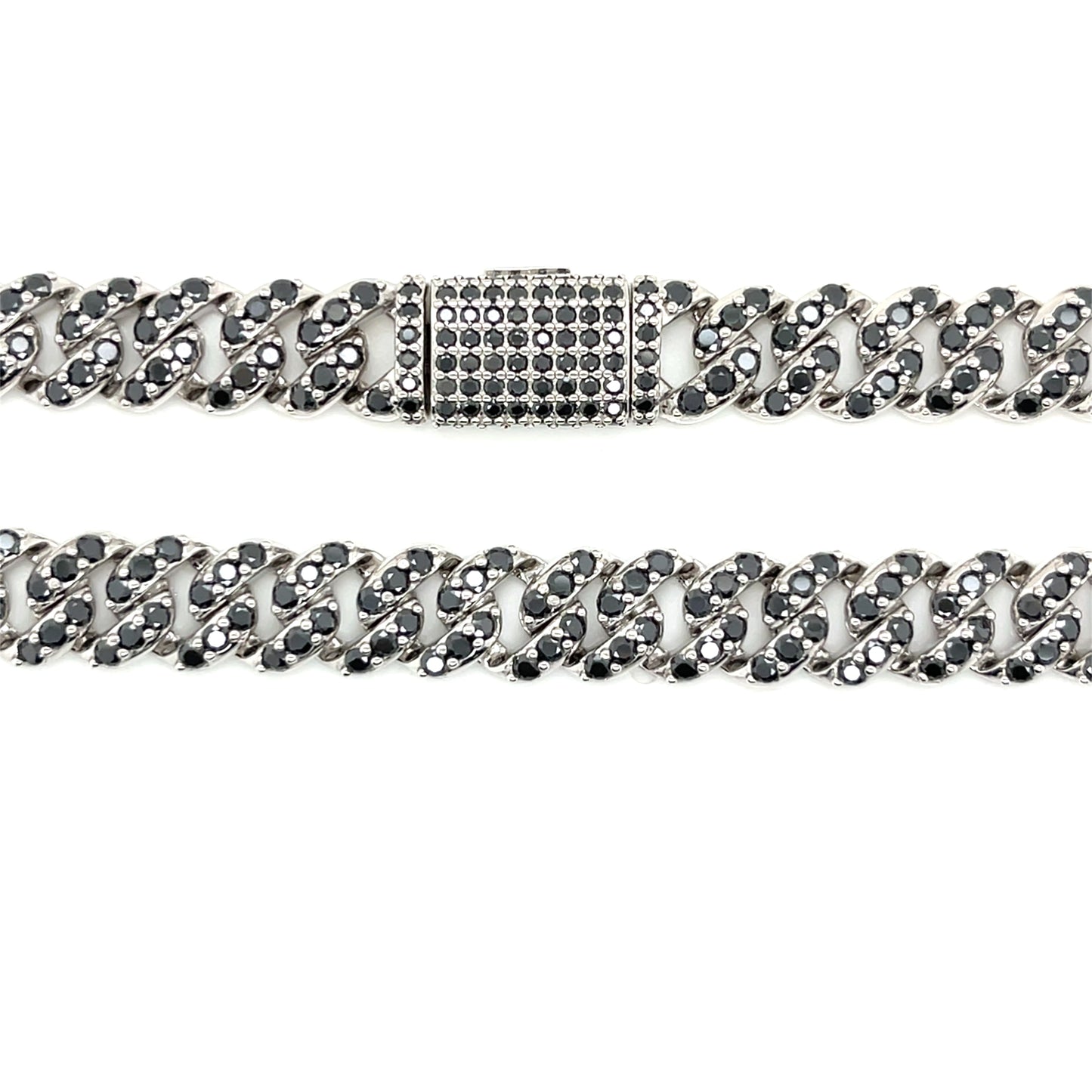 Black Lab-Created Moissanite Custom Sterling Silver Chain