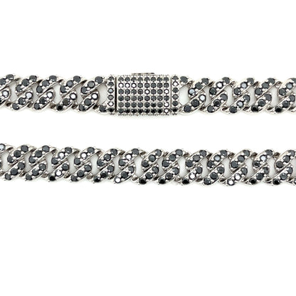 Black Lab-Created Moissanite Custom Sterling Silver Chain
