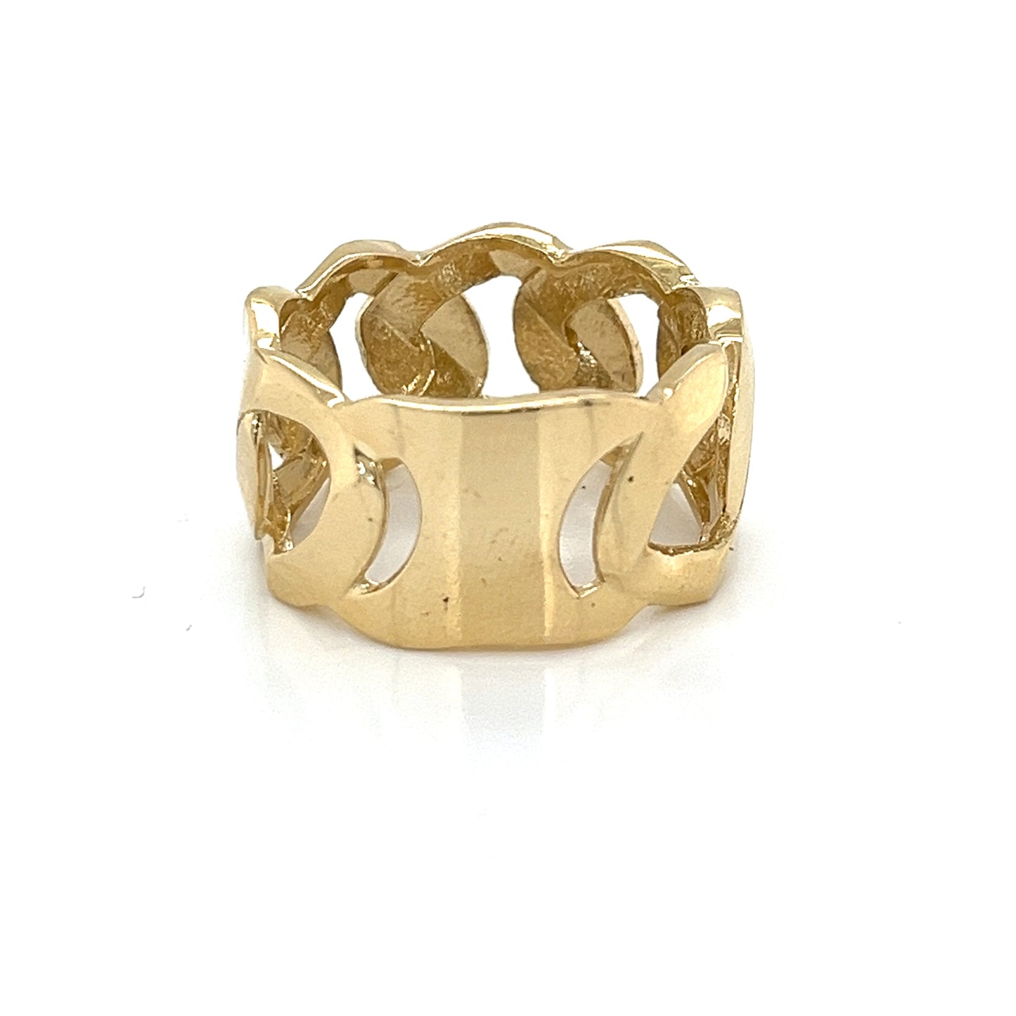 Anillo cubano Miami liso de oro de 14 quilates de 12 mm