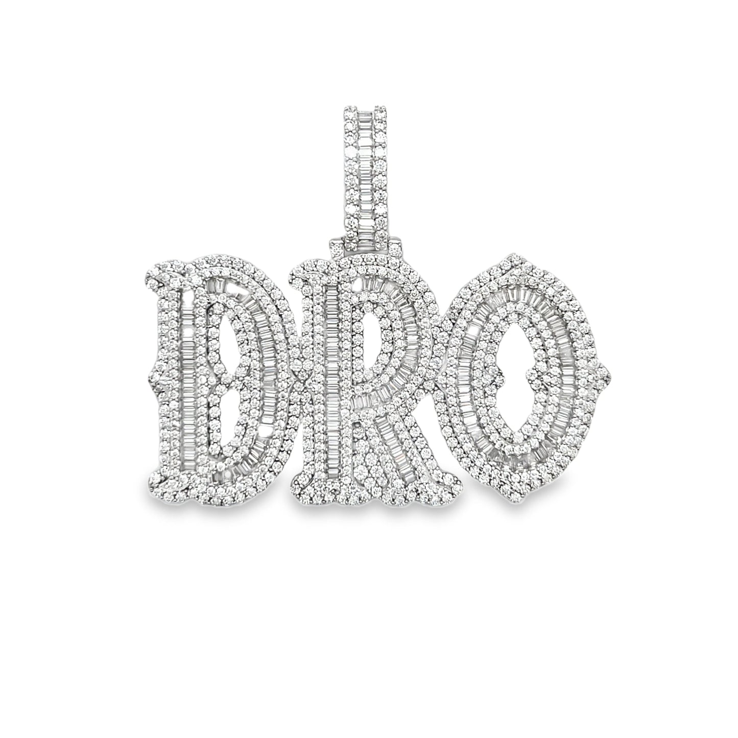 Custom Lab-Created Moissante 'DRO" Sterling Silver Pendant