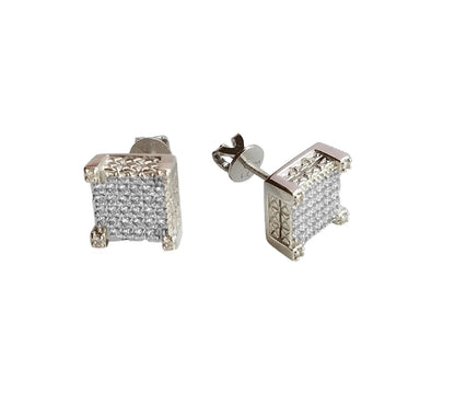 EG141 Pendientes cuadrados de 4 puntas con micro pavé de 1 pulgada