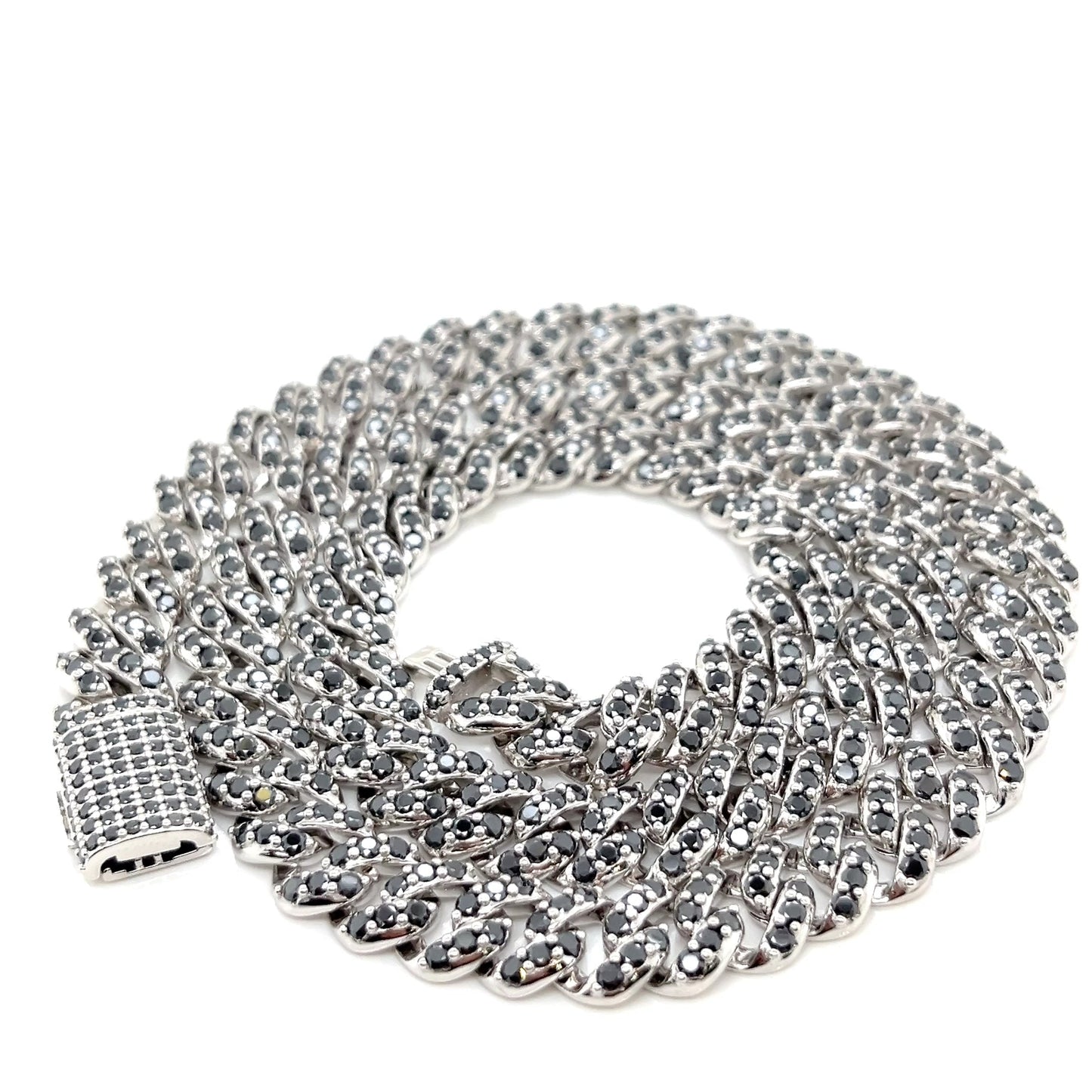 Black Lab-Created Moissanite Custom Sterling Silver Chain