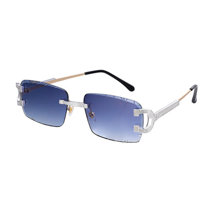 C-Decor Iced-Out Moissanite Rimless Sunglasses Metal Arms