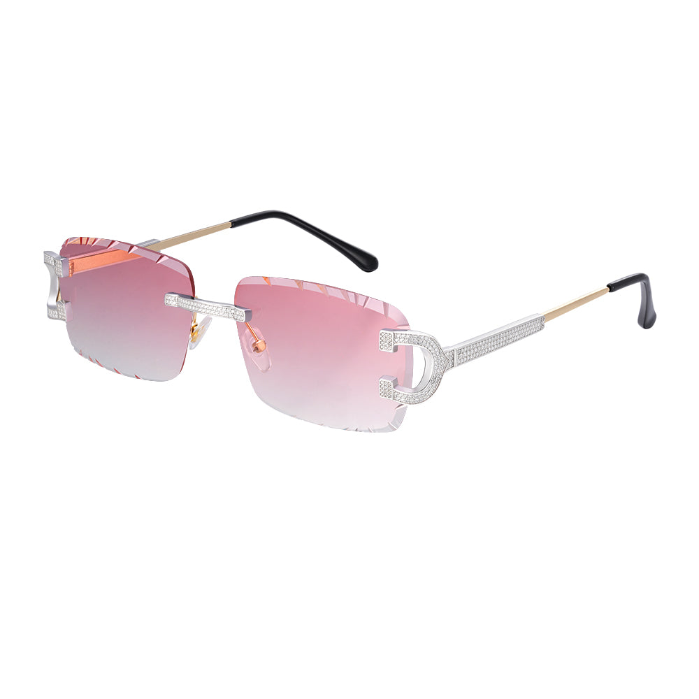 C-Decor Iced-Out Moissanite Rimless Sunglasses Metal Arms
