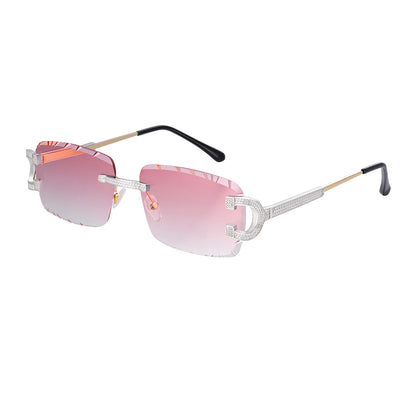 C-Decor Iced-Out Moissanite Rimless Sunglasses Metal Arms
