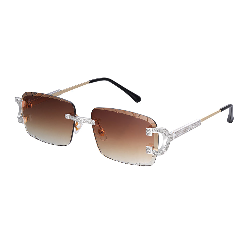 C-Decor Iced-Out Moissanite Rimless Sunglasses Metal Arms