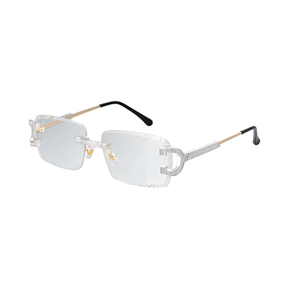 C-Decor Iced-Out Moissanite Rimless Sunglasses Metal Arms