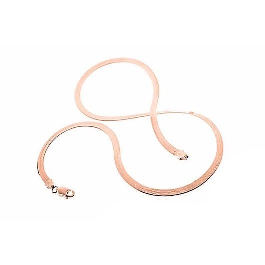 14K Rose-Gold Plated 925 Sterling Silver Rhodium Plated Herringbone Chain Necklace