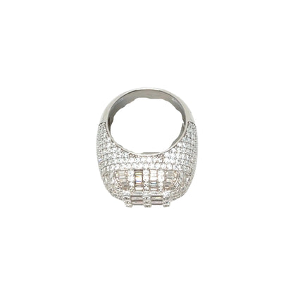 Baguette CZ Dome Cluster Bling Men's Ring