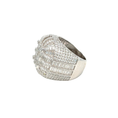 Baguette CZ Dome Cluster Bling Men's Ring