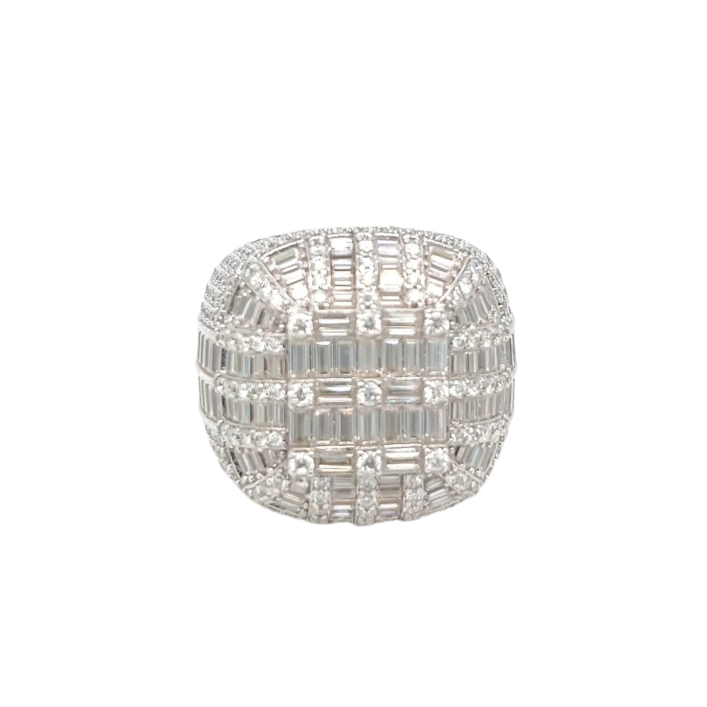 Baguette CZ Dome Cluster Bling Men's Ring