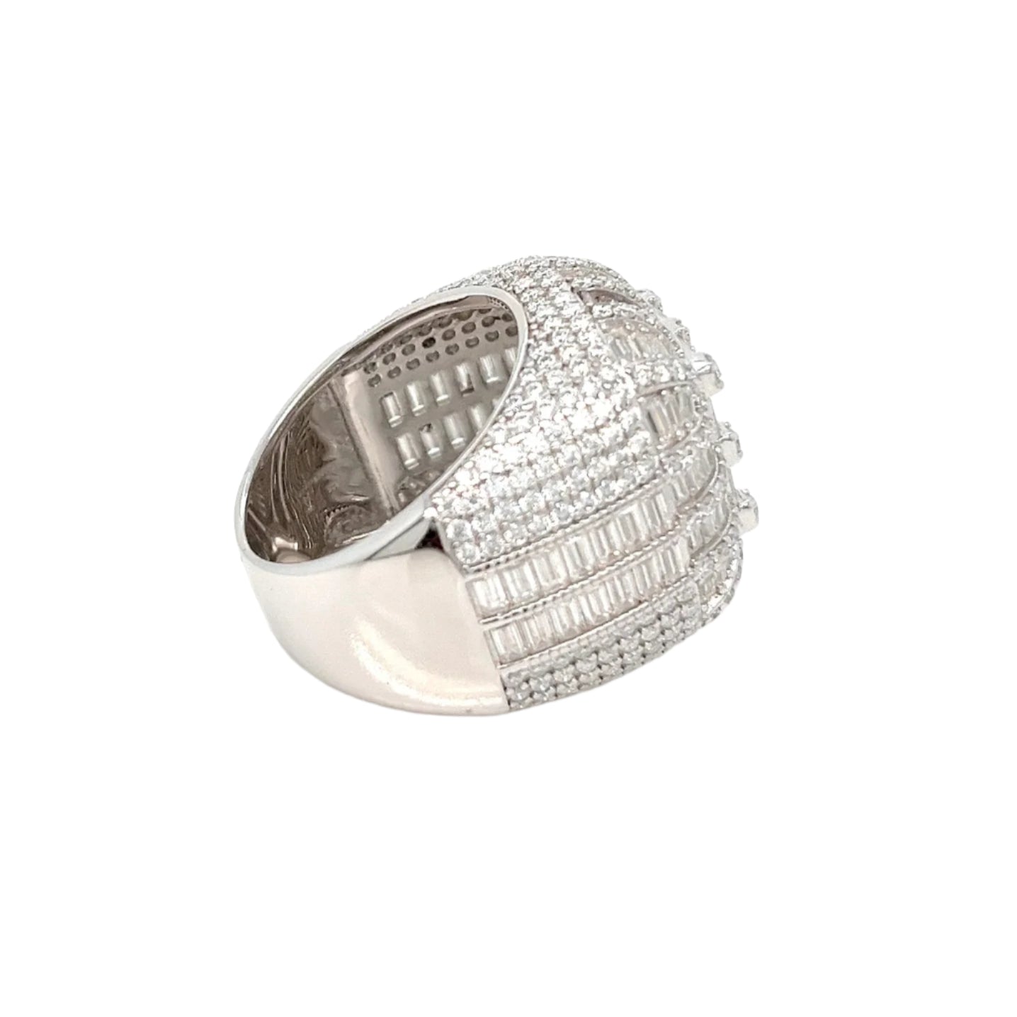 Baguette CZ Dome Cluster Bling Men's Ring
