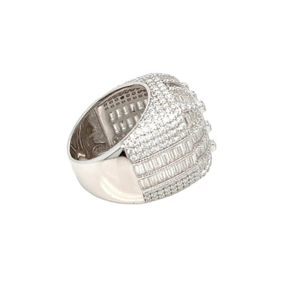 Baguette CZ Dome Cluster Bling Men's Ring