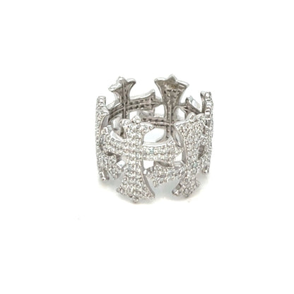 Men Sterling Crosses Band Religious Ring