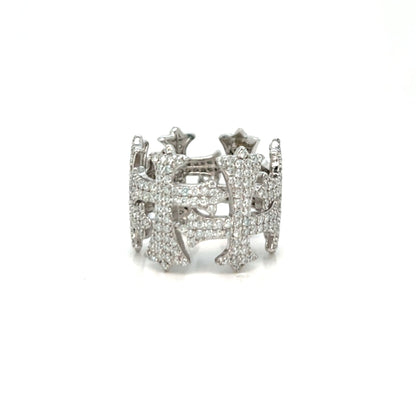 Men Sterling Crosses Band Religious Ring