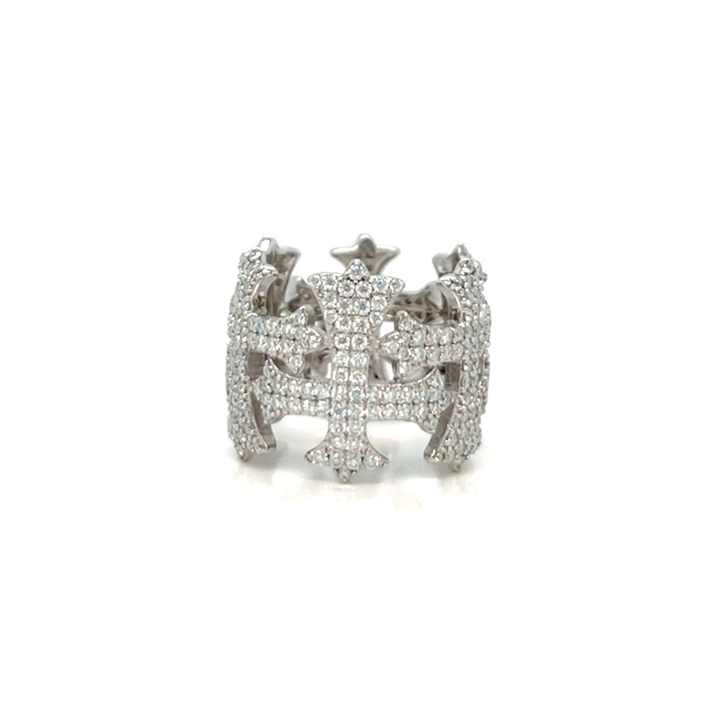 Men Sterling Crosses Band Religious Ring