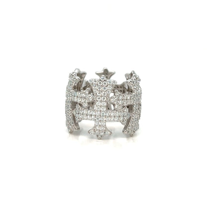 Men Sterling Crosses Band Religious Ring