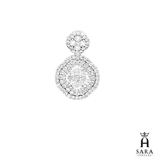 Sterling Silver 925 Round Pave Ladies Pendant Charm