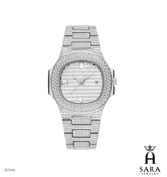 Classic Patek Design Full Diamond Mosiac High-end 18K Gold Plated / Silver Rhodium Plated Never Fade