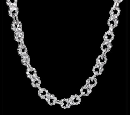 Iced Out 10mm Sterling Silver 925 Clustered Moissanite Infinity Link 18"-24" Chain Necklace - M500059