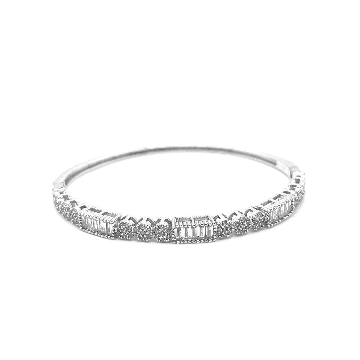 Silver 925 Round & Baguette CZ Bangle