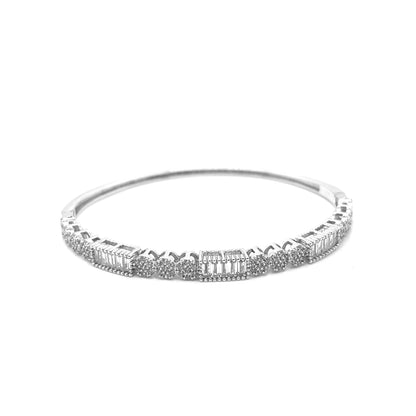 Brazalete de plata 925 con circonitas redondas y baguette