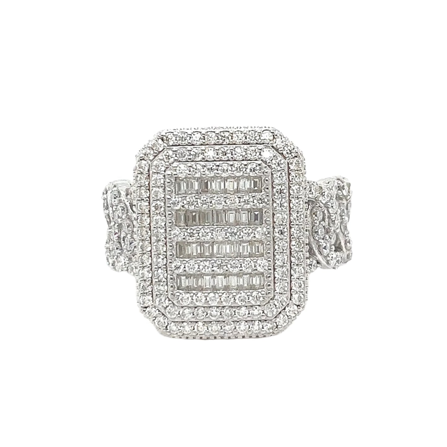 Cuban Square King CZ Sterling Fine Unisex Ring