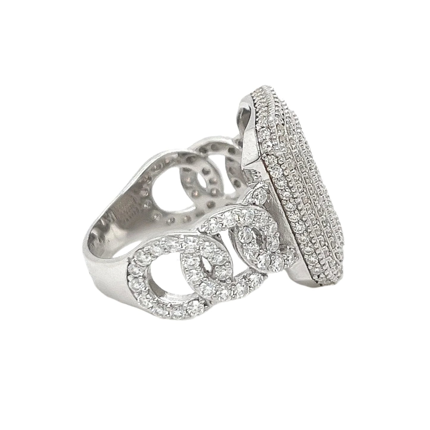 Cuban Square King CZ Sterling Fine Unisex Ring