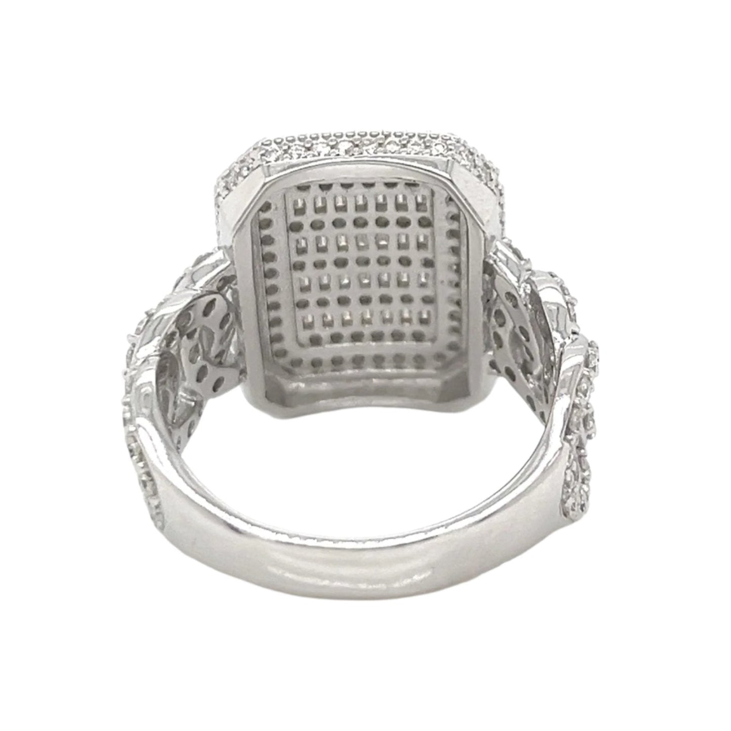 Cuban Square King CZ Sterling Fine Unisex Ring