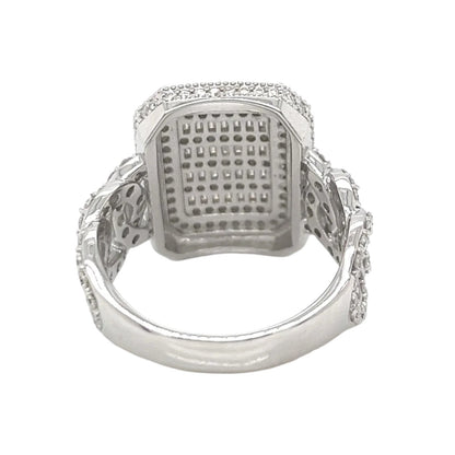 Cuban Square King CZ Sterling Fine Unisex Ring