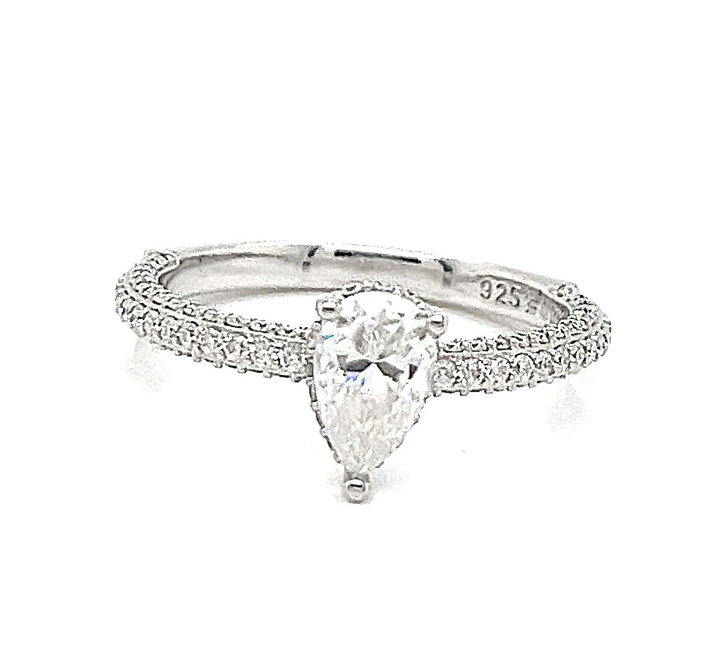 Engagement Drop Pear Shaped Cubic Zirconia Ring