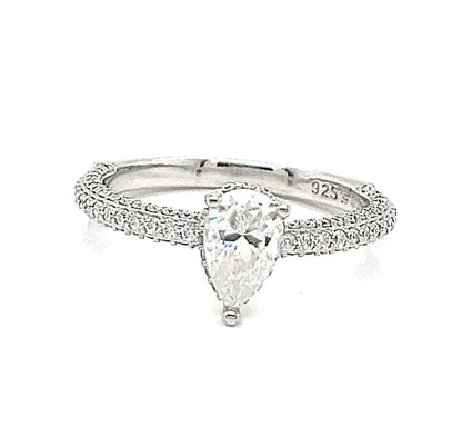 Engagement Drop Pear Shaped Cubic Zirconia Ring