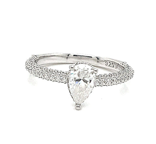 Engagement Drop Pear Shaped Cubic Zirconia Ring