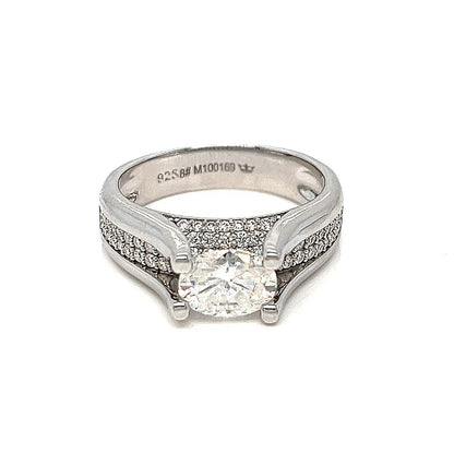 Engagement Shaped Cubic Zirconia Ring