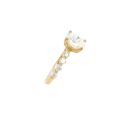 Custom Design Jewelry Engangment 2.3ct Oval Main Lab-Created Moissanite Ladies 14k Gold Ring