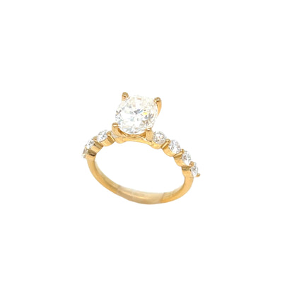 Custom Design Jewelry Engangment 2.3ct Oval Main Lab-Created Moissanite Ladies 14k Gold Ring