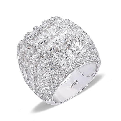 Baguette CZ Dome Cluster Bling Men's Ring