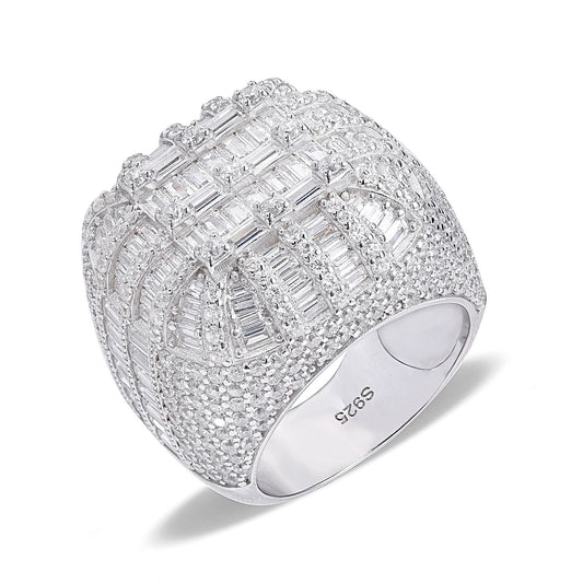 Baguette CZ Dome Cluster Bling Men's Ring