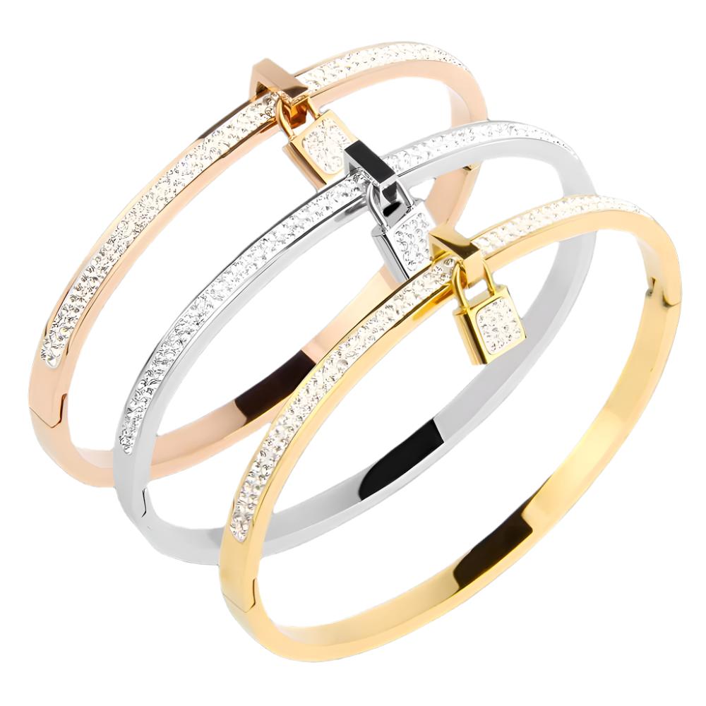 Fancy Plated Lock Women Jewelry Bangle