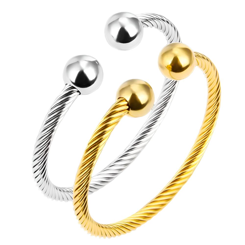 Simple Braided Rope Ball Design Stainless Steel Bangle